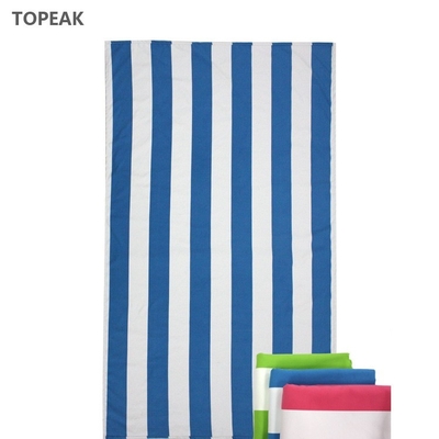 Blue White Striped Microfiber Beach Towels Lightweight Super Absorption 160x80cm