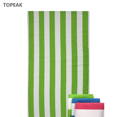 Luxury Green And White Striped Beach Towel Large Microfiber 256g